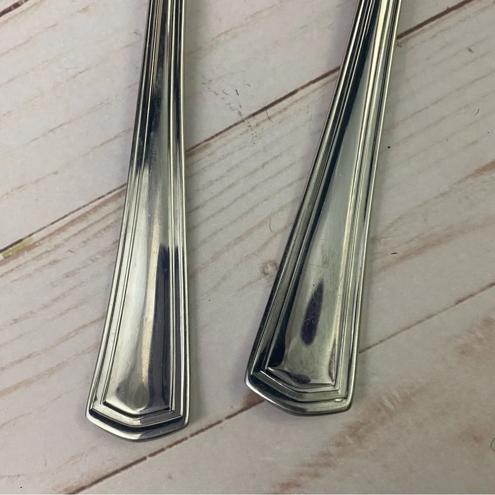 Reed Barton PALLADIAN 2 Pc Salad Serving Set Fork and Spoon Glossy Stainless